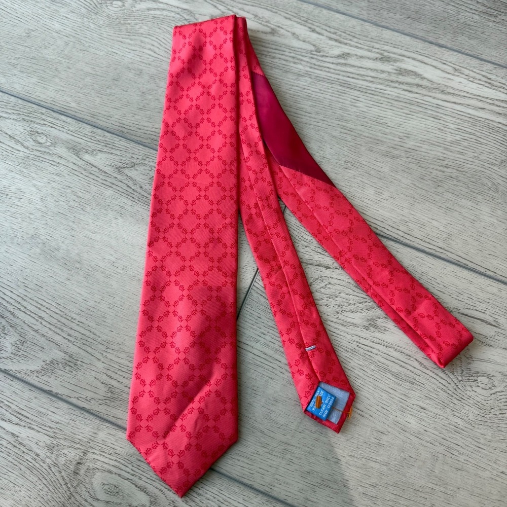 Southern Tide Silk Tie Hand Made Italy XL Geometric Pattern | Red | 3.25"W 64"L